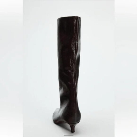 ZARA KITTEN HEEL KNEE HIGH BOOTS - Picture 7 of 8